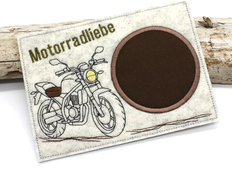 Stickdatei Motorrad Mugrug Tassenteppich ITH Motorradliebe
