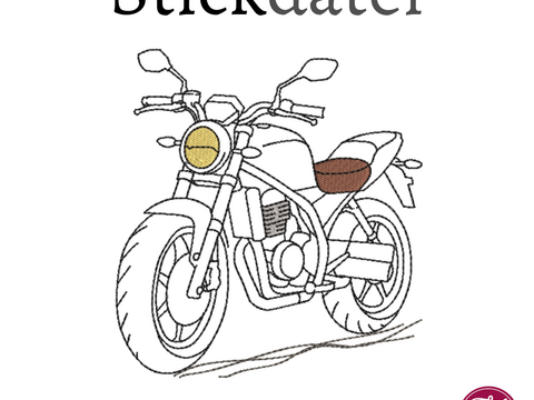 Stickdatei Motorrad Konturstich Redwork