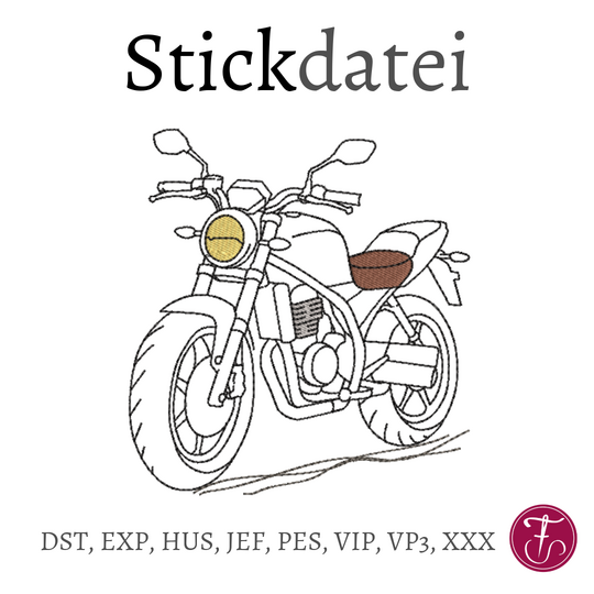 Stickdatei Motorrad Konturstich Redwork