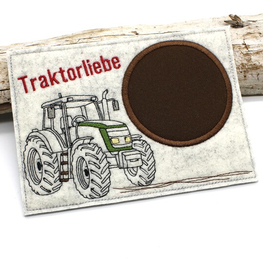 Stickdatei Traktor Mugrug Tassenteppich ITH Traktor