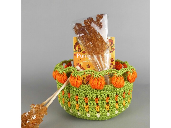 Crochet Pattern Fall Decor Set Tealight Holder and Basket, for Beginners