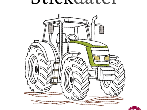 Stickdatei Traktor Konturstich Redwork