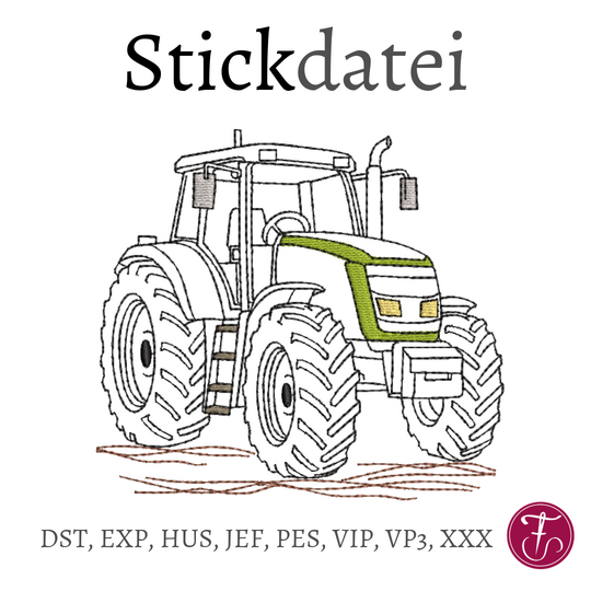 Stickdatei Traktor Konturstich Redwork