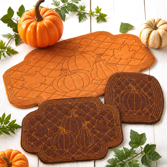 Stickdatei ITH Herbst Kürbis Untersetzer Quilt Optik 12 Größen