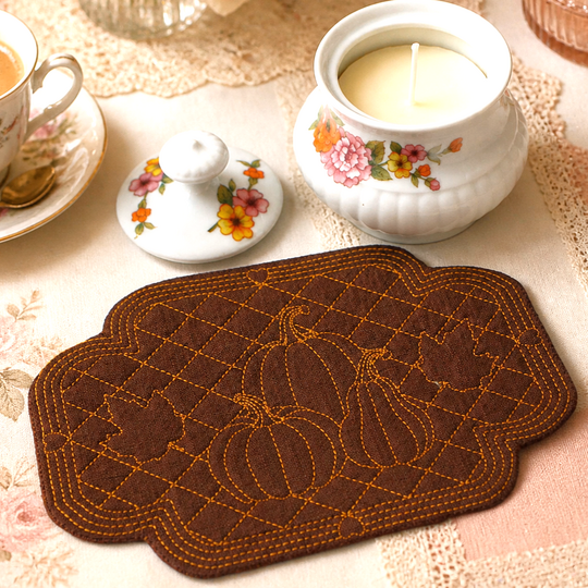 Stickdatei ITH Herbst Kürbis Untersetzer Quilt Optik 12 Größen
