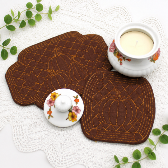 Stickdatei ITH Herbst Kürbis Untersetzer Quilt Optik 12 Größen