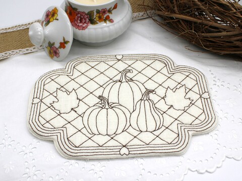 Stickdatei ITH Herbst Kürbis Untersetzer Quilt Optik 12 Größen