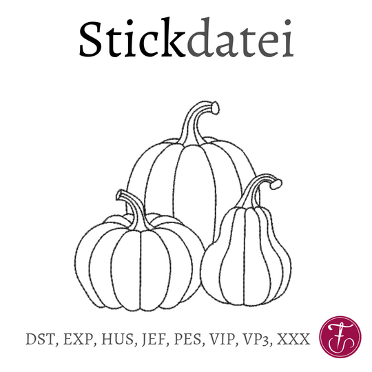 Stickdatei Kürbis Herbst Redwork Konturstich