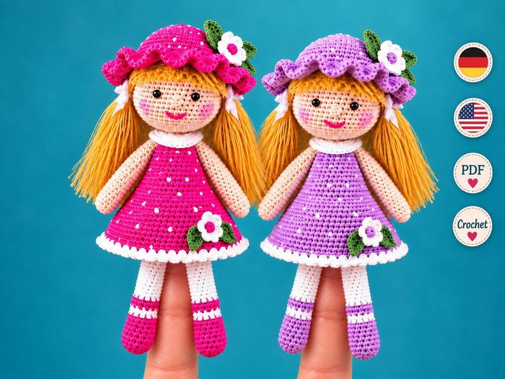 Crochet Pattern Lady Finger Puppet PDF