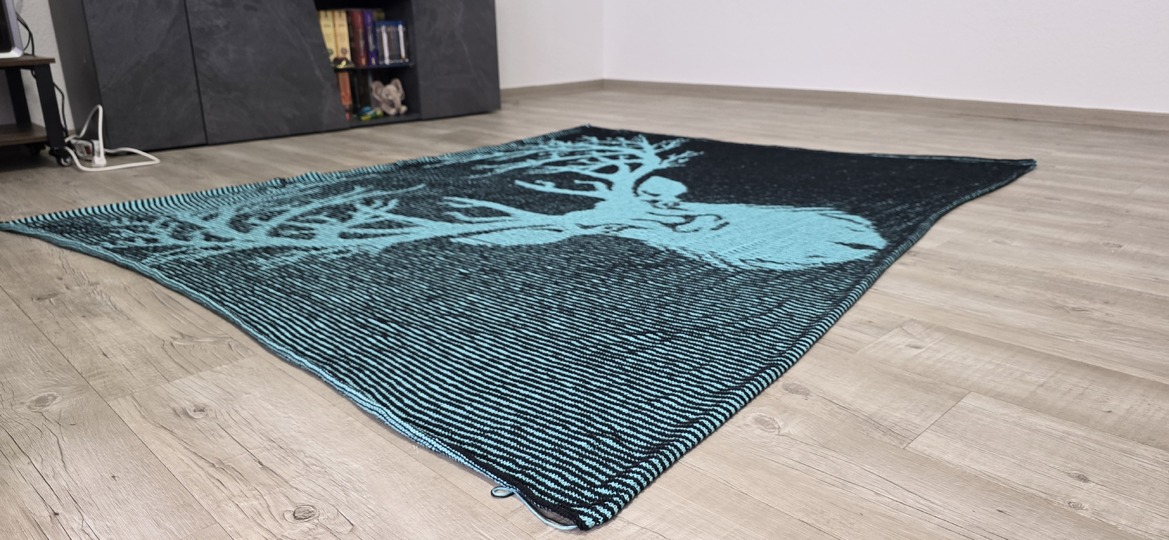 Deer, Shadow Knitting, Illusion Knitting, Motif Blanket