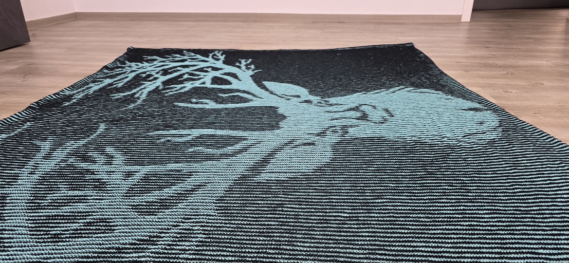 Deer, Shadow Knitting, Illusion Knitting, Motif Blanket