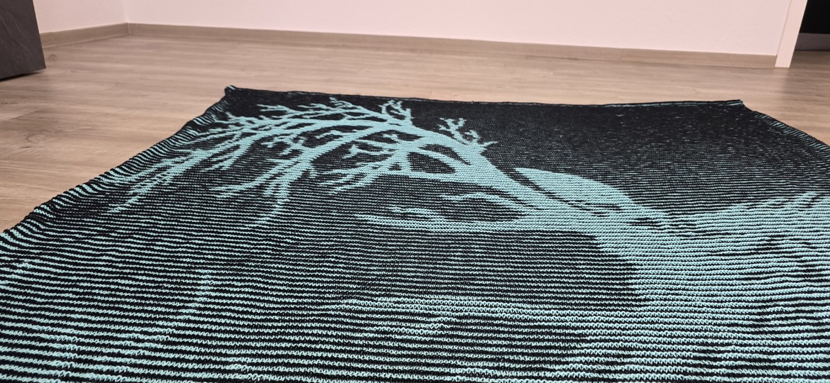 Hirsch, Schattenstricken, Illusionsstricken, Motivdecke