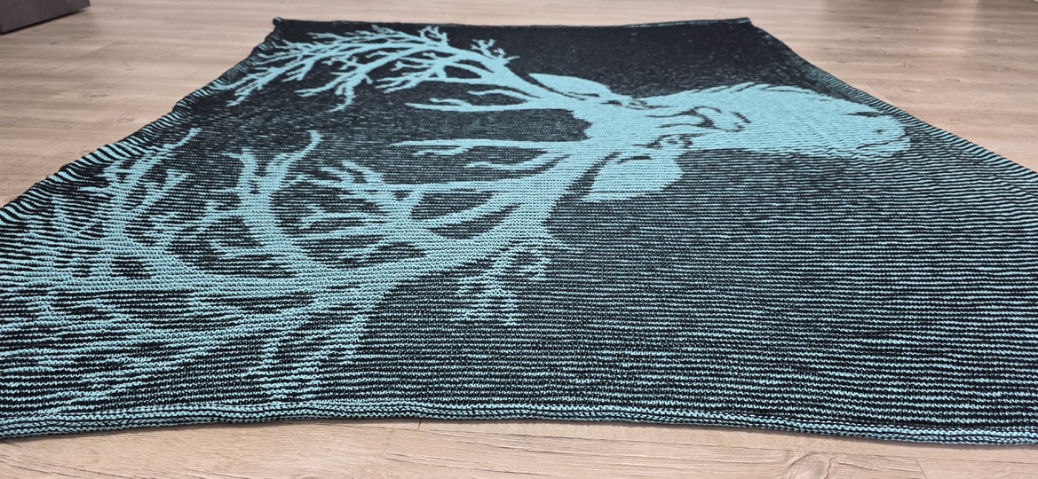 Hirsch, Schattenstricken, Illusionsstricken, Motivdecke
