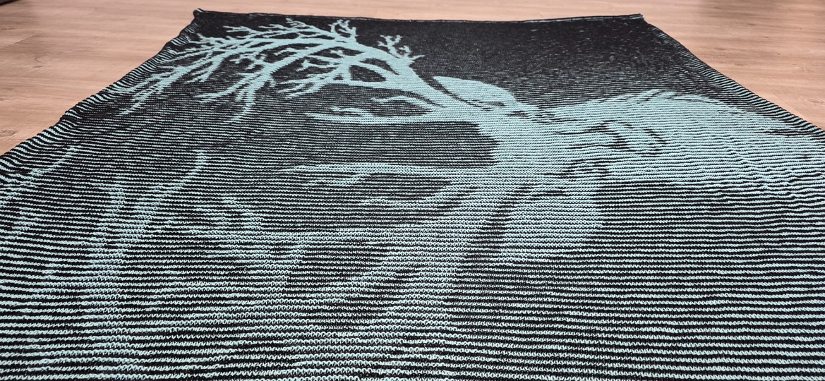 Hirsch, Schattenstricken, Illusionsstricken, Motivdecke
