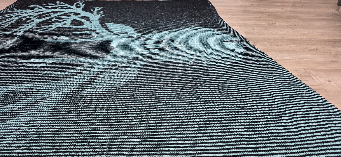 Hirsch, Schattenstricken, Illusionsstricken, Motivdecke