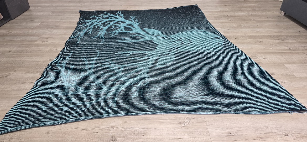 Hirsch, Schattenstricken, Illusionsstricken, Motivdecke