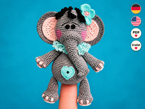 Crochet Pattern Little Elephant Finger Puppet