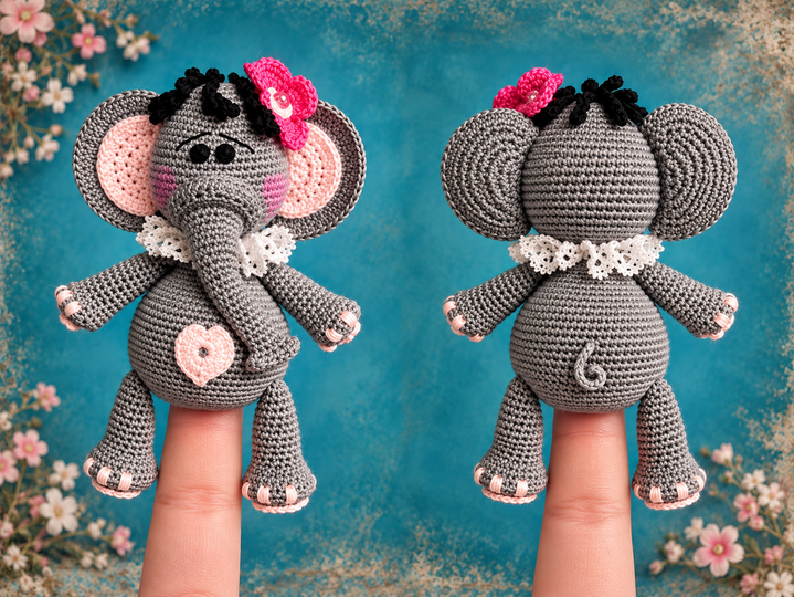 **Finger / Pencil Puppet Little Elephant – Crochet Pattern PDF**