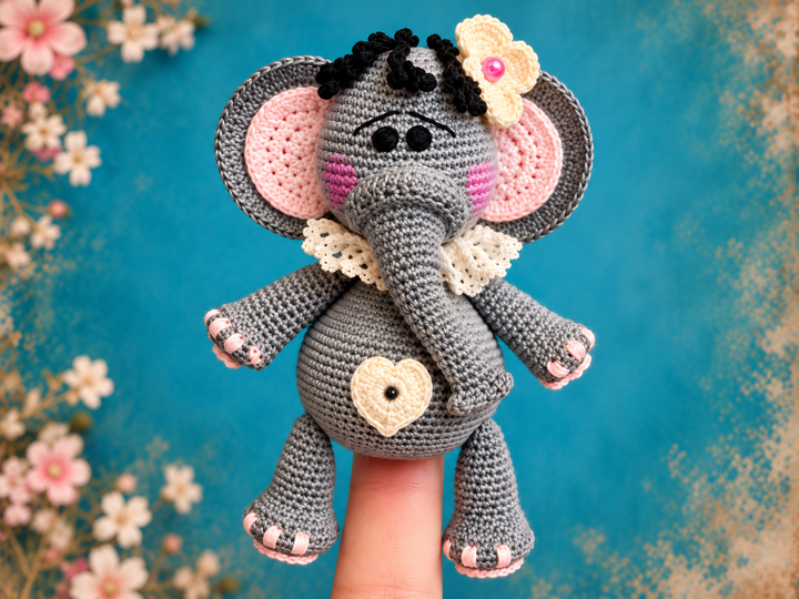 **Finger / Pencil Puppet Little Elephant – Crochet Pattern PDF**