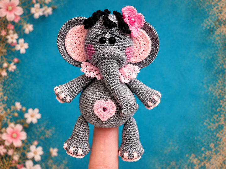 **Finger / Pencil Puppet Little Elephant – Crochet Pattern PDF**