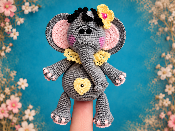 **Finger / Pencil Puppet Little Elephant – Crochet Pattern PDF**
