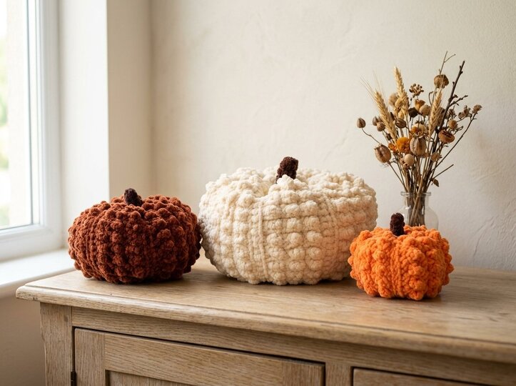 Häkelanleitung Kürbis – kuschelige Herbstdeko in 3 Größen