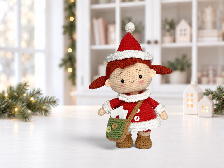 Christmas Doll Crochet Pattern, Amigurumi Toy, Christmas Decor