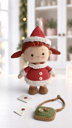 Christmas Doll Crochet Pattern, Amigurumi Toy, Christmas Decor