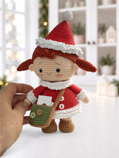 Christmas Doll Crochet Pattern, Amigurumi Toy, Christmas Decor