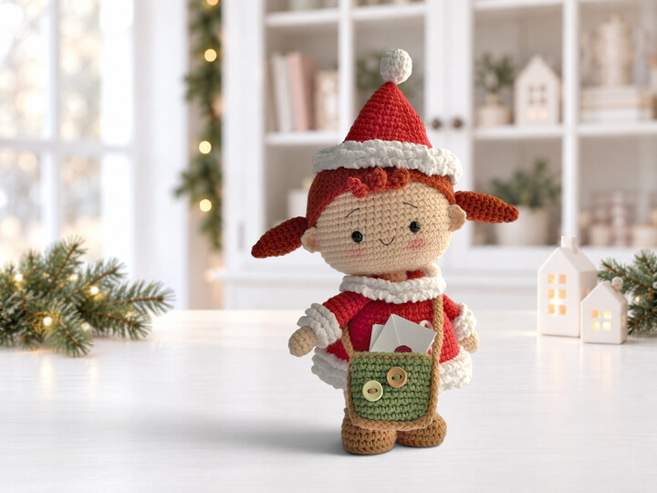 Christmas Doll Crochet Pattern, Amigurumi Toy, Christmas Decor