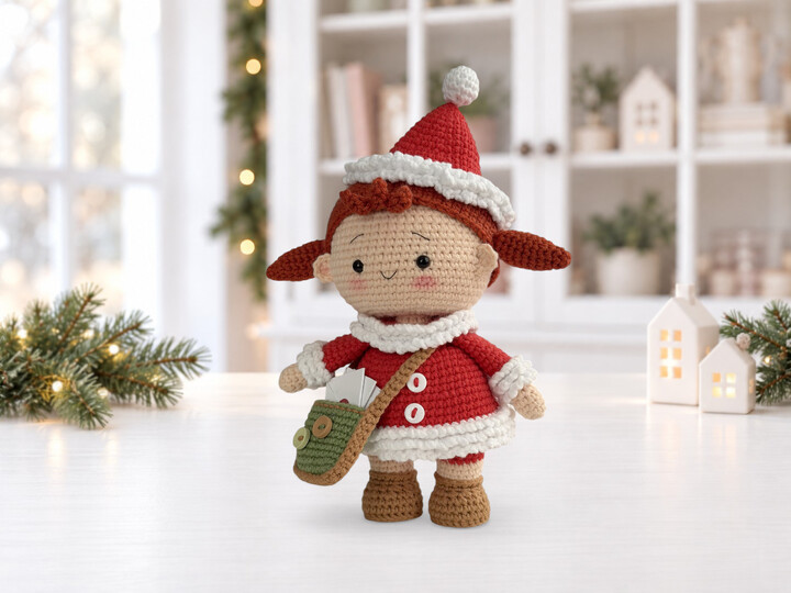 Weihnachtspuppe Häkelanleitung, Amigurumi Puppe, Weihnachtsdeko