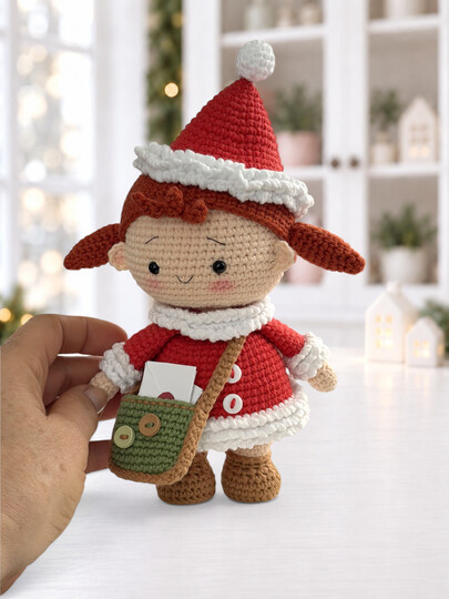 Weihnachtspuppe Häkelanleitung, Amigurumi Puppe, Weihnachtsdeko
