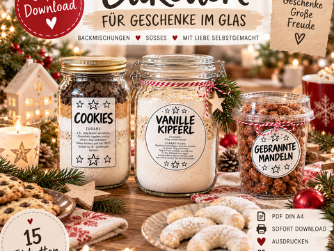 Weihnachts Etiketten für Geschenke im Glas | 15 Geschenkanhänger PDF
