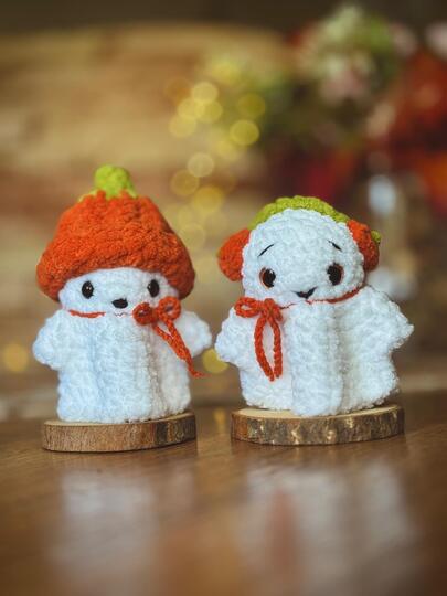 Crochet Pumpkin Ghost Pattern PDF, No Sew Halloween Amigurumi
