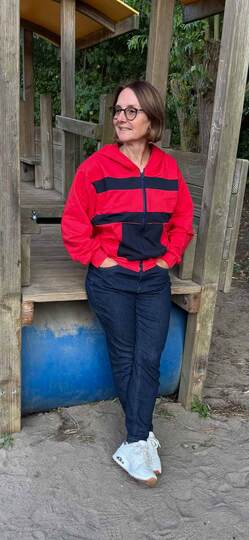 Schnittmuster Sweatjacke Damen mit Kapuze & Colorblocking Gr. 32–62