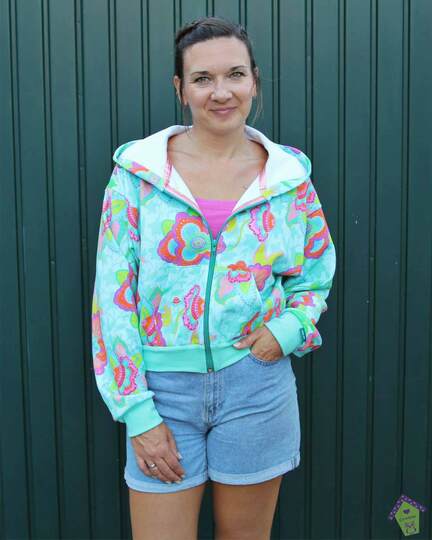 Schnittmuster Sweatjacke Damen mit Kapuze & Colorblocking Gr. 32–62