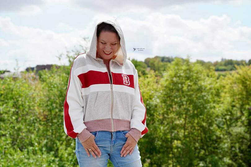 Schnittmuster Sweatjacke Damen mit Kapuze & Colorblocking Gr. 32–62