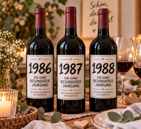Weinetiketten Geburtstag 80er Jahre | Jahrgang 1980–1989
