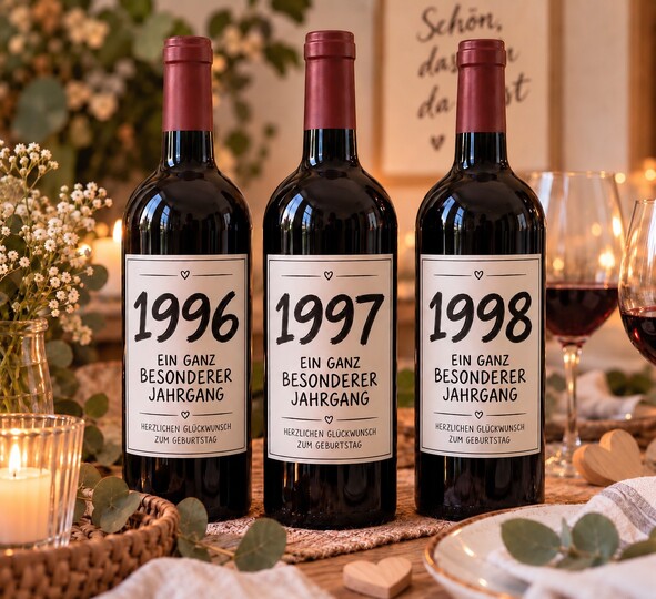 Weinetiketten Geburtstag 90er Jahre | Jahrgang 1990–1999
