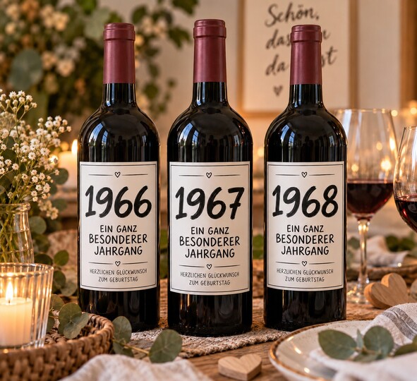 Weinetiketten Geburtstag 60er Jahre | Jahrgang 1960–1969