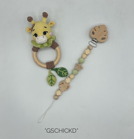 Giraffe Set – Rattle & Lovey – Amigurumi Crochet Pattern + Bonus