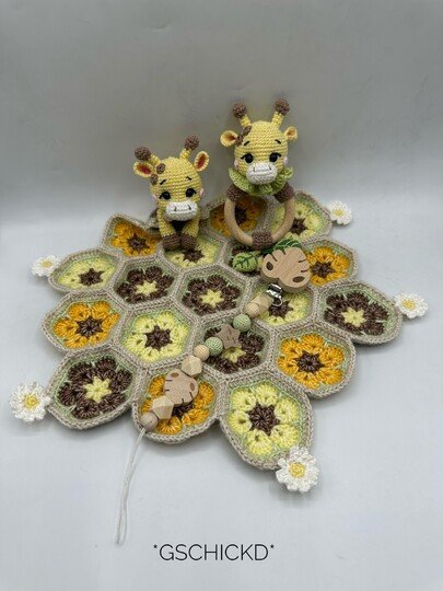 Giraffenset – Rassel & Schnuffeltuch – Amigurumi Häkelanleitung + Bonus