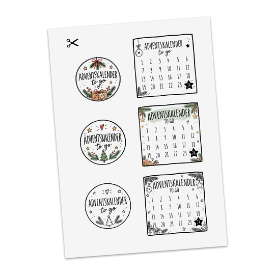 Adventskalender to go PDF | 6 Etiketten zum Ausdrucken