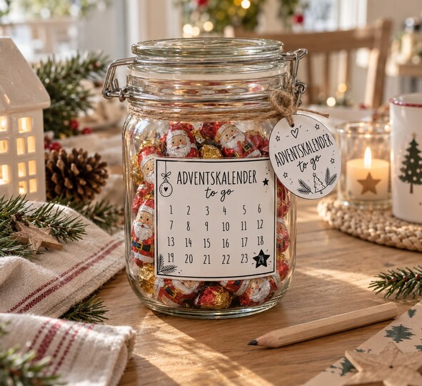 Adventskalender to go PDF | 6 Etiketten zum Ausdrucken
