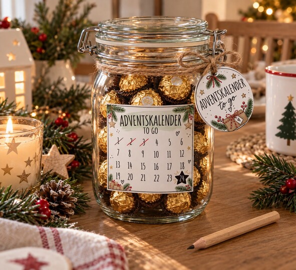 Adventskalender to go PDF | 6 Etiketten zum Ausdrucken