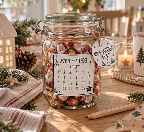 Adventskalender to go PDF | 6 Etiketten zum Ausdrucken