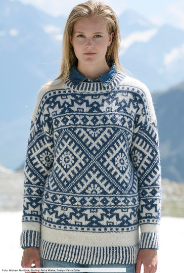 Jacquardpulli mit Fell-Loop