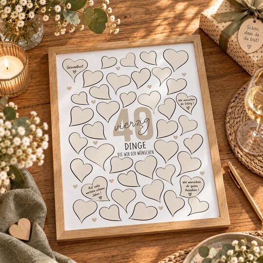 40. Geburtstag Poster PDF | 40 Dinge die wir dir wünschen
