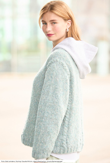 Pullover mit Zopfmusterstreifen