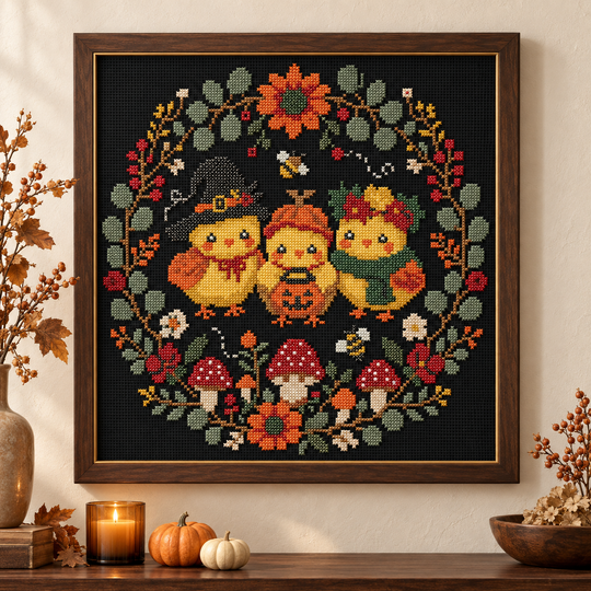 Halloween Chicks Cross Stitch Pattern PDF – Digital Embroidery Chart